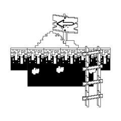 videogame pixelated retro art cartoon in black and white