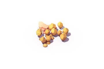 Autumn Fall forest lowpoly isometric background 3d illustration.