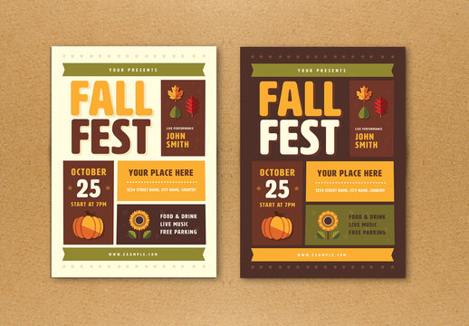 Fall Festival Flyer with Graphic Elements