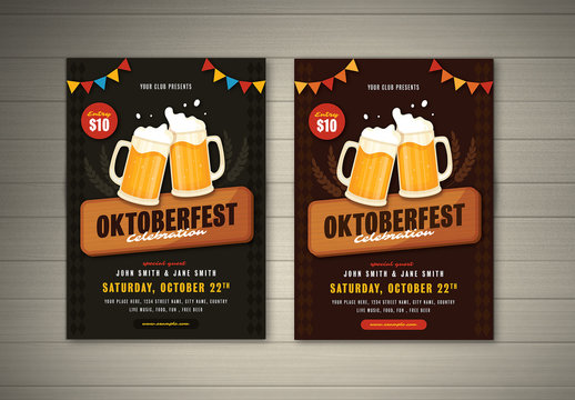 Oktoberfest Flyer with Graphic Illustrations