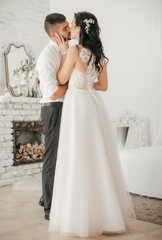 Naklejka premium Happy bride and groom on their wedding