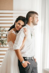 Happy bride and groom on their wedding