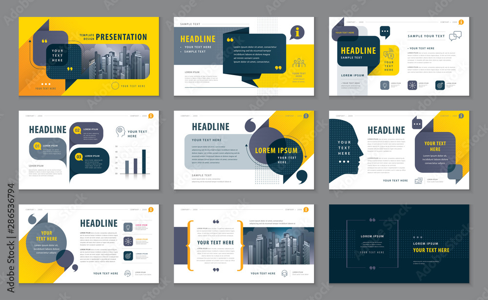 Canvas Prints abstract presentation templates, infographic black and yellow elements template design set