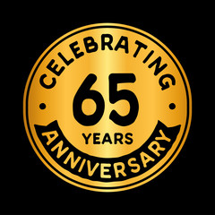 65 years anniversary logo design template. Sixty-five years logtype. Vector and illustration.