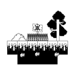 Obraz premium videogame pixelated retro art cartoon in black and white