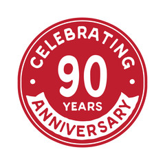 90 years anniversary logo design template. Ninety years logtype. Vector and illustration.