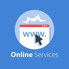 Online services, web page and cursor, provide access