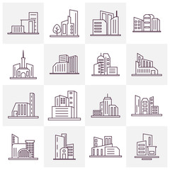 Set Of Modern City Logo Design Template. Skyline Design Vector Illustration