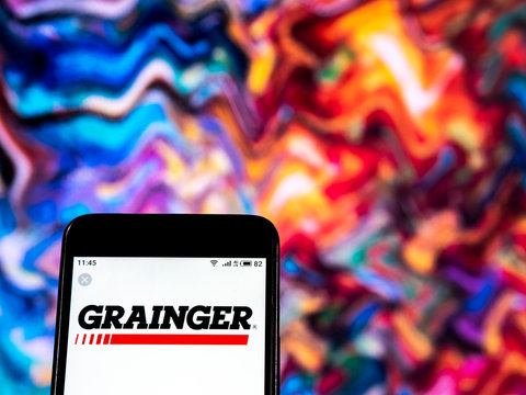 Kiev, Ukraine, December 25, 2018, illustrative editorial. W. W. Grainger Company logo seen displayed on smart phone