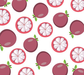 Mangosteen fruit background seamless vector pattern. Texture for wallpapers, pattern fills, web page background	