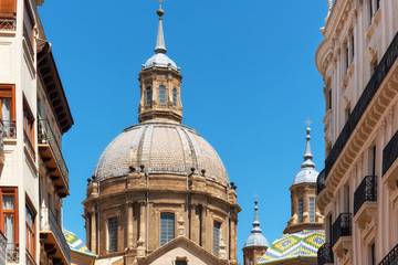 Obraz premium Detail of Basilica Cathedral of Our Lady of Pillar in Zaragoza, Aragon, Spain .