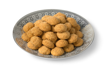 Dish with traditional Moroccan ghoriba cookies
