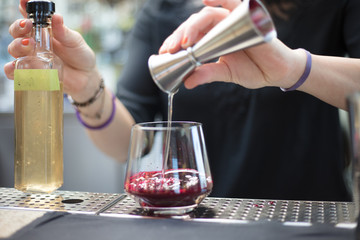 Bartender making cocktail