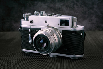 Old vintage film photo camera, lifestyle memory.