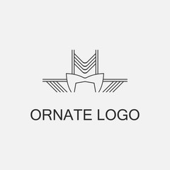Luxury antique art deco monochrome hipster minimal geometric vintage linear vector logo template