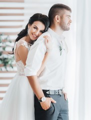 Happy bride and groom on their wedding