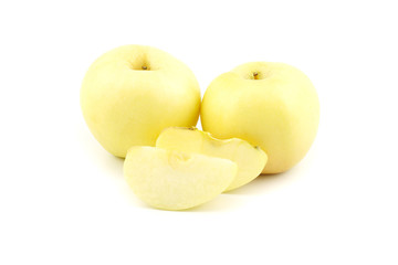 Yellow apple fruit isolated on white background
