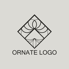 Luxury antique art deco monochrome hipster minimal geometric vintage linear vector logo template