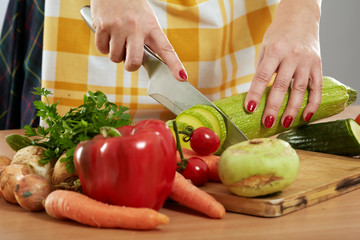 Woman chopping vegetables