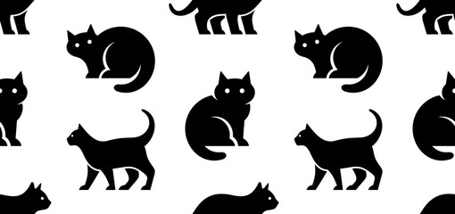 Seamless pattern with Cat logo. isolated on white background
