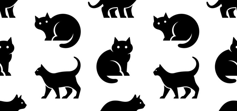 Seamless pattern with Cat logo. isolated on white background