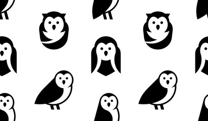 Seamless pattern with Owl logo. isolated on white background