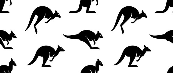 Seamless pattern with Kangaroo logo. isolated on white background