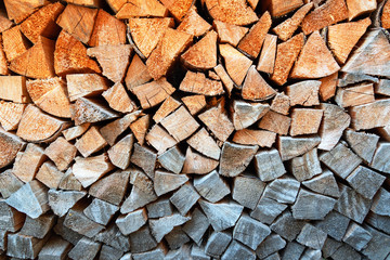 Stack of firewood for background or texture.