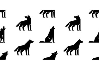 Seamless pattern with Wolf logo. isolated on white background