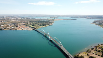 A beautiful aerial view of JK Bridge in Brasilia, Brazil