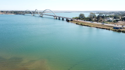 Fototapeta na wymiar A beautiful aerial view of JK Bridge in Brasilia, Brazil