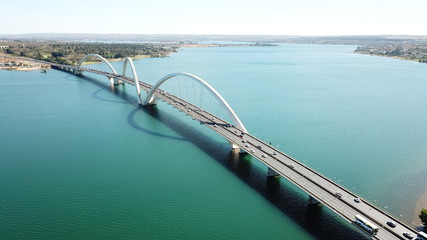 A beautiful aerial view of JK Bridge in Brasilia, Brazil