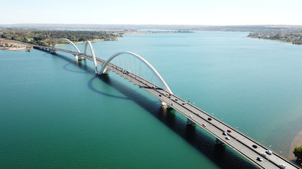 A beautiful aerial view of JK Bridge in Brasilia, Brazil