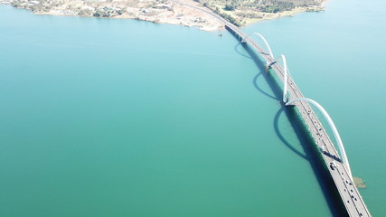 A beautiful aerial view of JK Bridge in Brasilia, Brazil