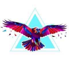 Polygon Raven T-shirt print design, vector illustration