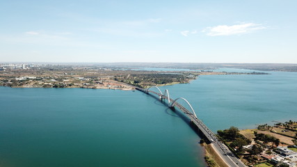 Fototapeta na wymiar A beautiful aerial view of JK Bridge in Brasilia, Brazil