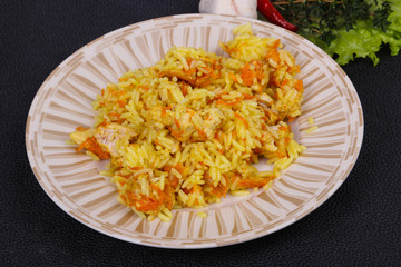 Traditional Pilaf with chicken and carrot