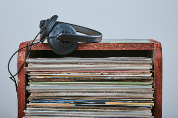 Heap of black vinyl records
