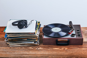 Vinyl records and turntable vinyl player