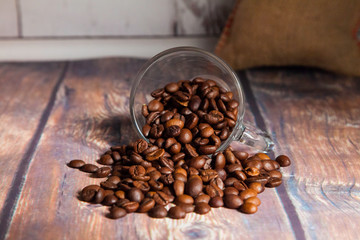 coffee beans and sack