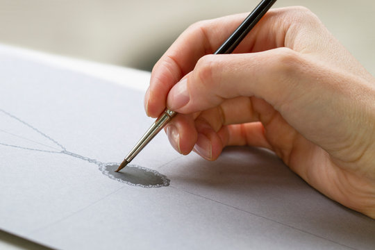 Drawing Jewelry Design. Artist designer drawing sketch jewelry on paper . Design Studio. Creativity Ideas.