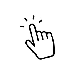 Clicking finger icon, hand pointer vector