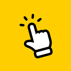 Clicking finger icon, hand pointer vector