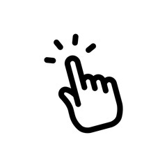 Clicking finger icon, hand pointer vector