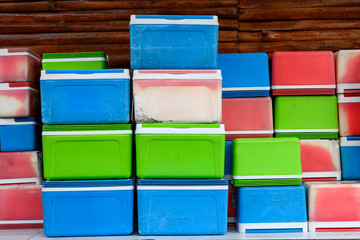 Refrigerate ice container box stacked
