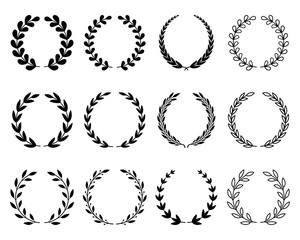 A large set of various laurel wreaths. symbol of winner and champion. - obrazy, fototapety, plakaty