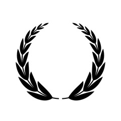 Laurel wreath of the winner or champion. black silhouette of a laurel wreath.