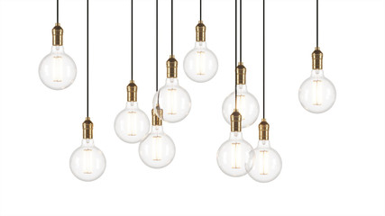 Fototapeta na wymiar Decorative vintage light bulb in Edison style on a white background. 3D rendering.