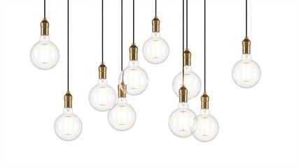 Decorative vintage light bulb in Edison style on a white background. 3D rendering.