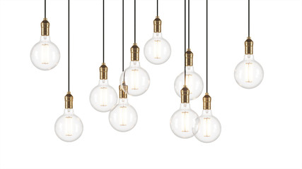 Decorative vintage light bulb in Edison style on a white background. 3D rendering.